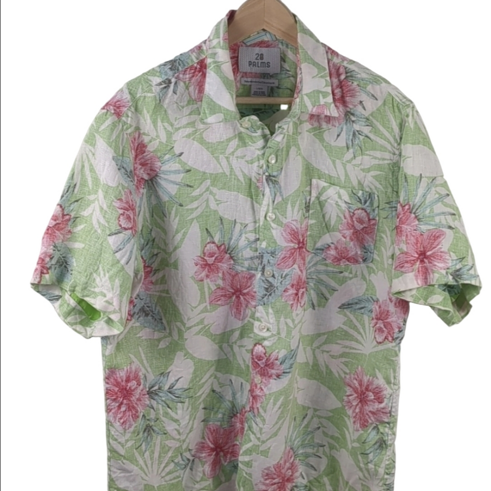 28 Palms Linen Hawaiian Shirt Size Large